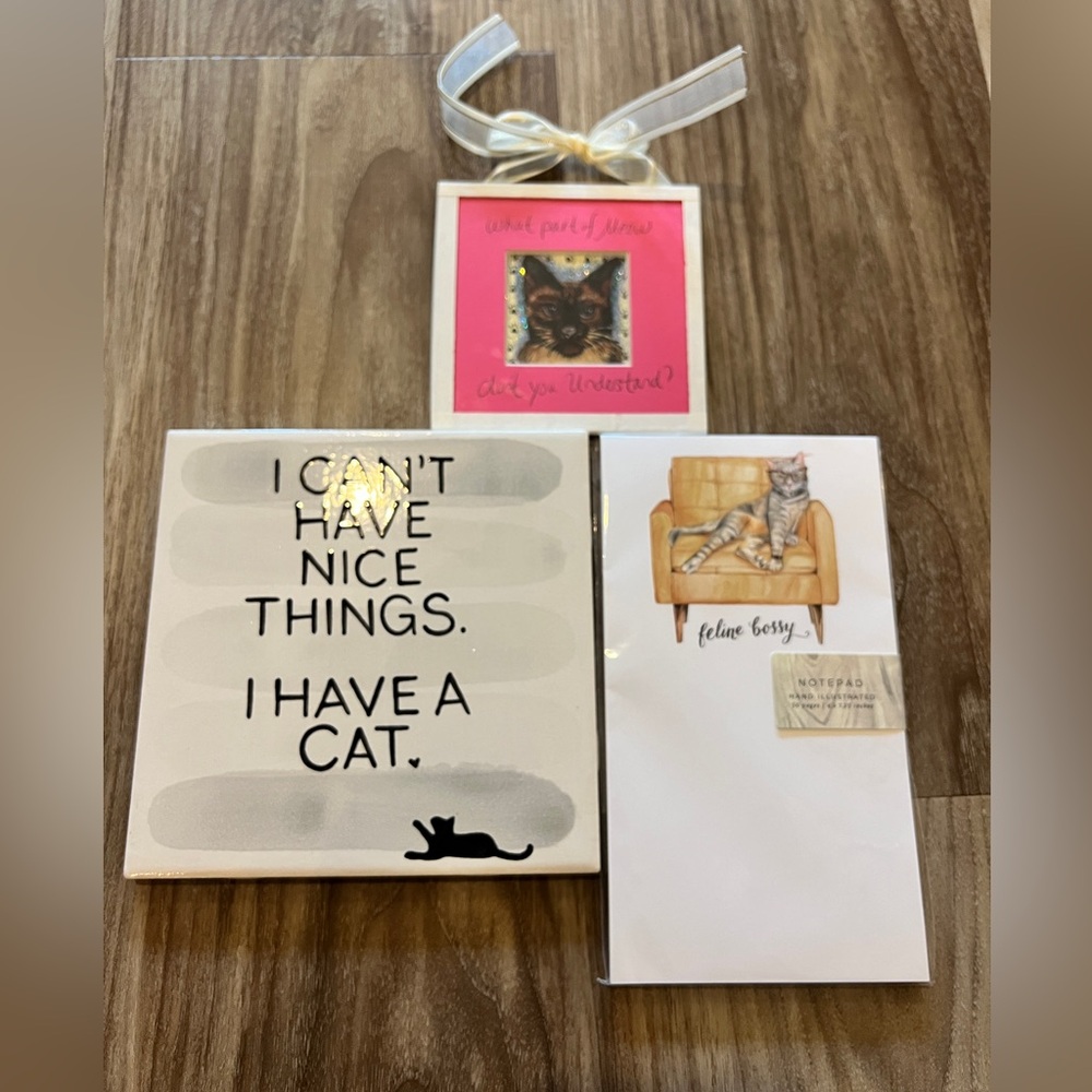 Cat lovers 3 pack - trivet, notepad, decor